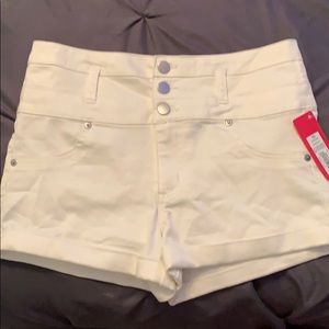 High Waisted White Jean Shorts